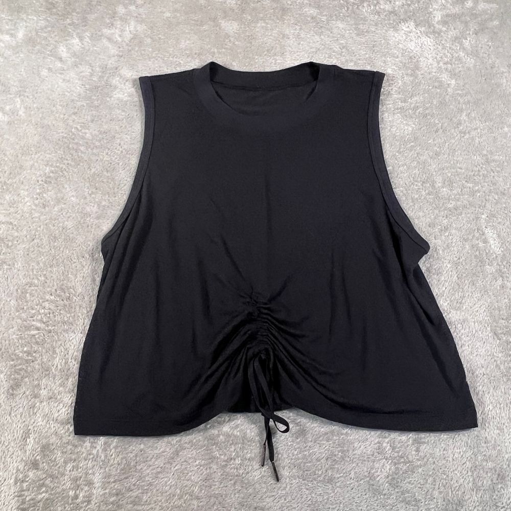 Lululemon Cinch Me Up Tank Womens 4 Black Drawstring Athletic Crop Lightweight